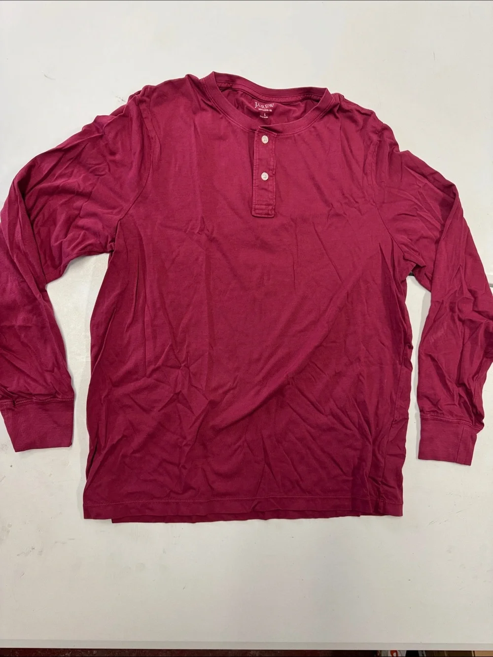 J. Crew Men's Long Sleeve Henley in Burgundy